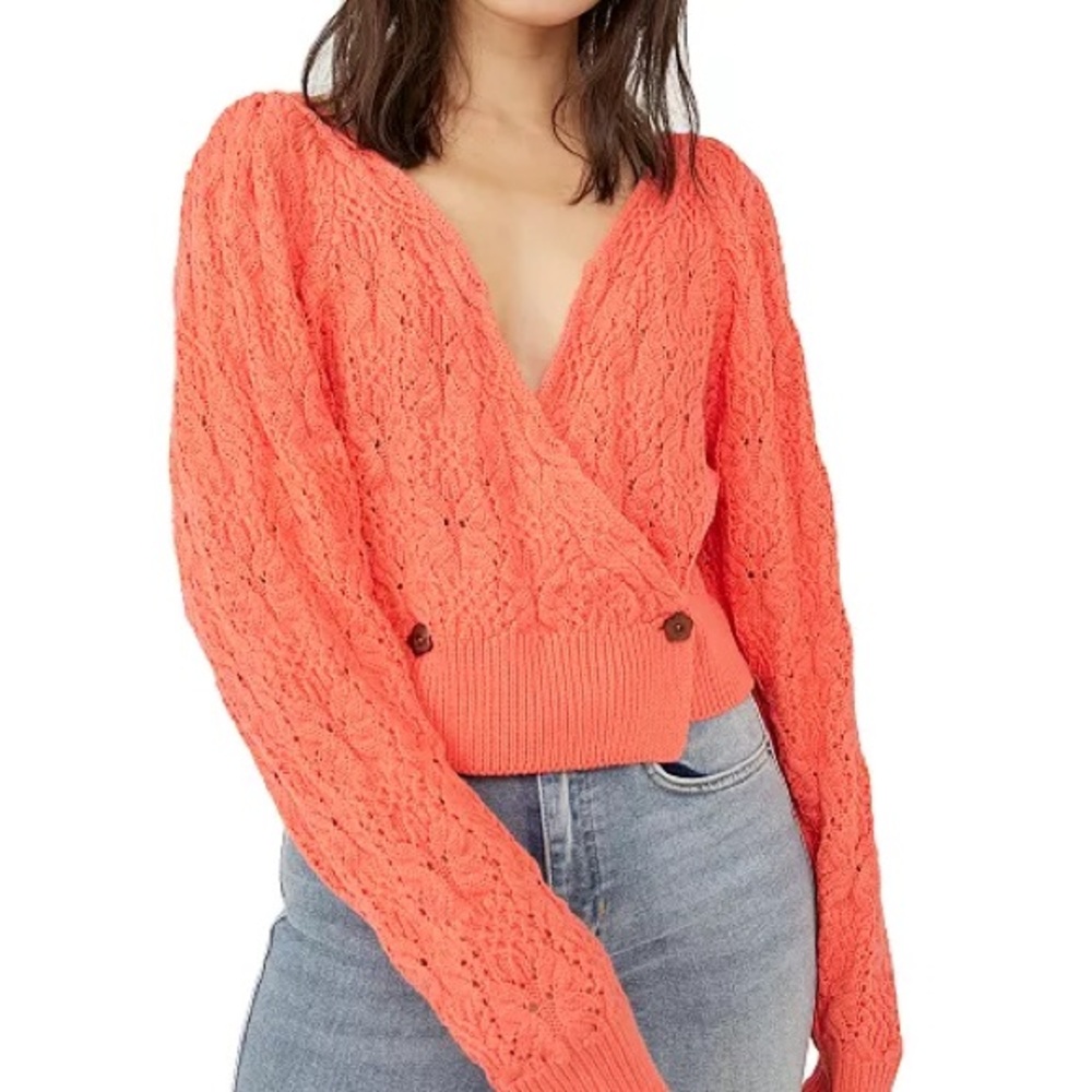 Free People Olive You Cable Knit Wrap Cadigan